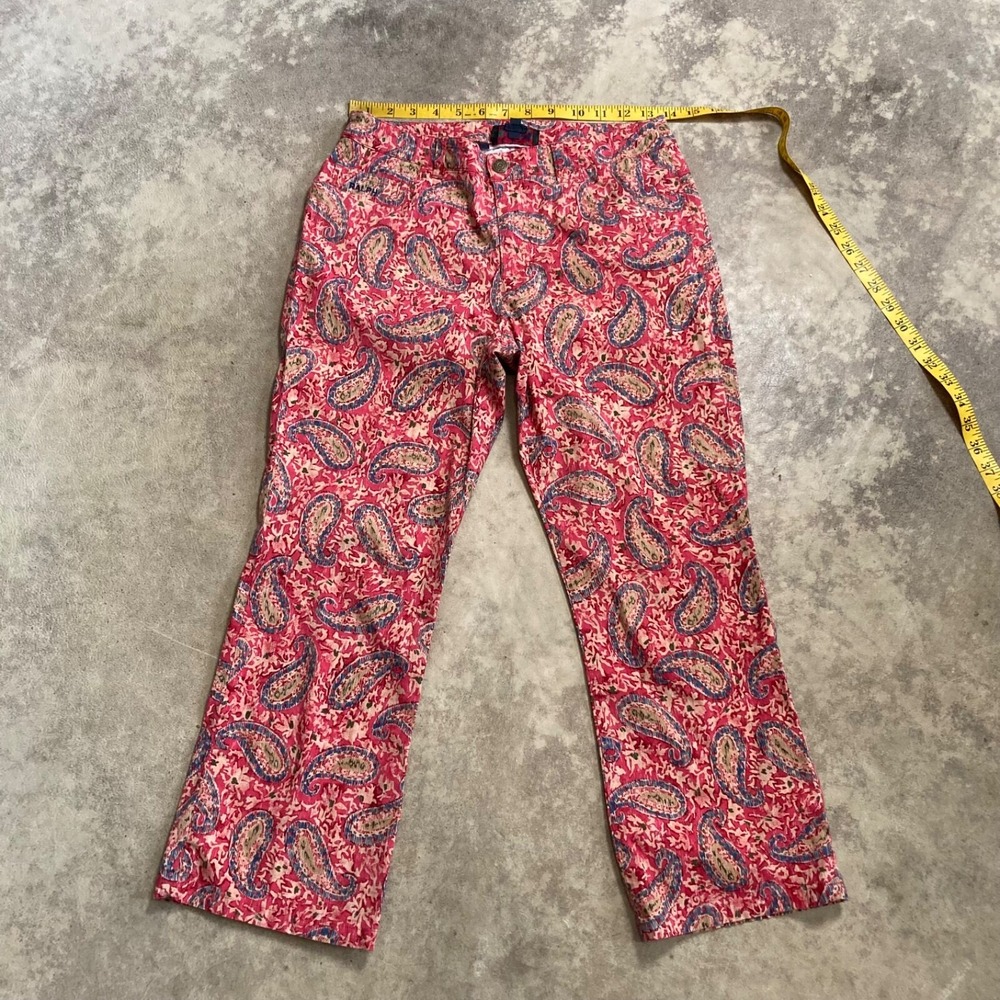 Ralph Lauren Capri Pants Womens 6 Pink Paisley Ankle Crop Boho Slim - Picture 1 of 10